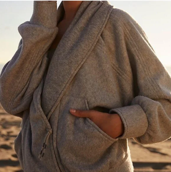 Free People Passage Jacket Soft Fleece Shawl Collar Slouchy Grey Size Small NWT - Picture 2 of 14